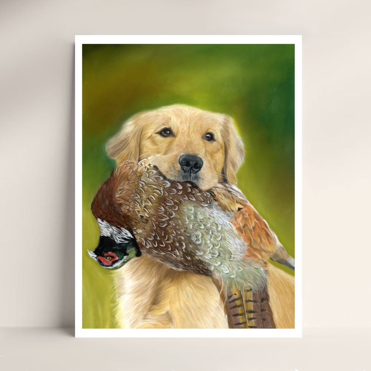 Golden retriever with pheasant limited edition print